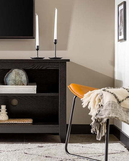 Walker Edison Wren Classic TV Console Entertainment Media Stand with Storage for Televisions up to 65 Inches, 58 Inch, Black - LeafyLoom