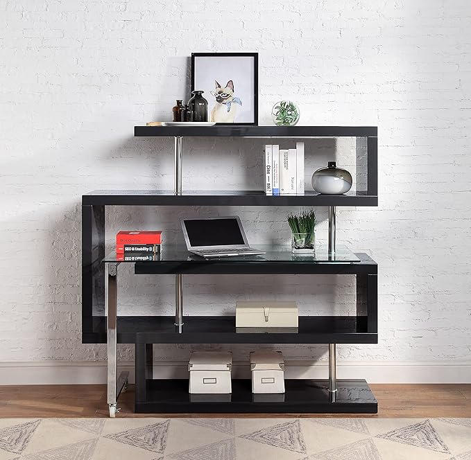 NicBex Kimberly-DW-00027-LWJ Home Office Desks, 55"x24"x54", Black - LeafyLoom