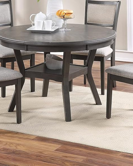 NicBex 47Inch Round Dining Table,Mid-Century Modern Kitchen Table with Walnut Rubber Wood MDF Tabletop and Shelve for 4 to 6,Dining Room Table for Kitchen,Dining Room and Living Room,Space-Saving,Gray - LeafyLoom