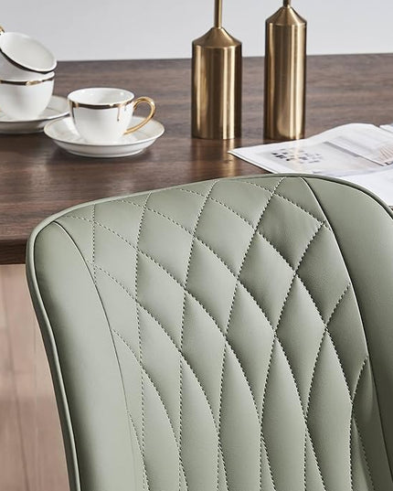 YOUNIKE Olive Green Dining Chairs set of 2 with High Backs Mid Century Modern Kitchen & Dining Room Chairs PU Faux Leather Upholstered sillas de comedor Comfortable Padded Accent Chairs with Metal Leg - LeafyLoom