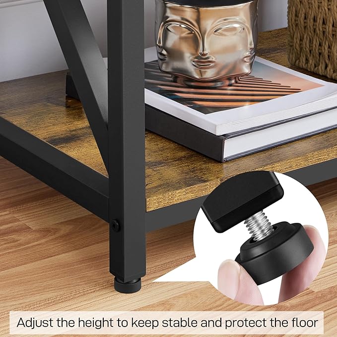 Yaheetech TV Stand for TVs Up to 70 Inches, Entertainment Center with 3-Tier Wooden Storage Shelves TV Console for Living Room, Rustic Brown - LeafyLoom