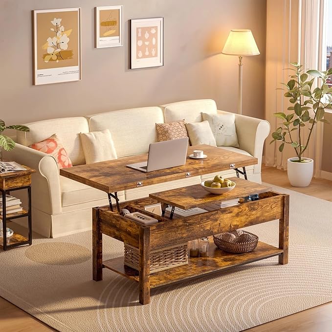 FABATO JS-TCT004-1108 Coffee Table, Rustic Brown - LeafyLoom