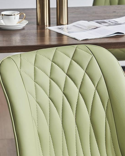 YOUNIKE Dining Chairs set of 2 with High Back Mid Century Modern Kitchen & Dining Room Chairs Faux Leather Upholstered sillas de comedor Comfortable Padded Accent Chair with Metal Legs Avocado Green - LeafyLoom