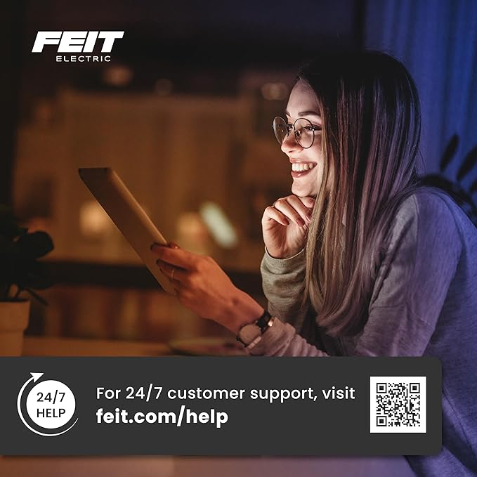 Feit Electric OM60/927CA/AG 60W Equivalent WiFi Dimmable, No Hub Required, Alexa Google Assistant A19 Smart LED Light Bulb, 4.4" H x 2.3" D, 2700K Soft White FeitElectricCompany