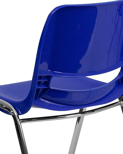 Flash Furniture HERCULES Series 661 lb. Capacity Navy Ergonomic Shell Stack Chair with Chrome Frame and 16'' Seat Height - LeafyLoom