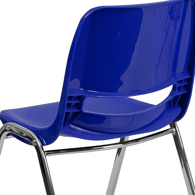 Flash Furniture HERCULES Series 661 lb. Capacity Navy Ergonomic Shell Stack Chair with Chrome Frame and 16'' Seat Height - LeafyLoom