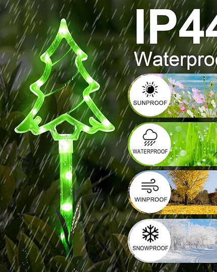 Solar Christmas Garden Lights Outdoor Decorations, 8 Modes Xmas Tree Candy Lights Waterproof Led Garden Stake Lights for Walkway Yard Lawn Porch Holiday Decor 5-Pack BRIGHTDECK