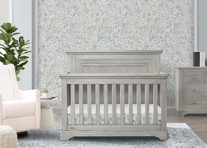 Delta Children Simmons Kids SlumberTime Paloma 4-in-1 Convertible Baby Crib - Greenguard Gold Certified, Rustic Mist - LeafyLoom