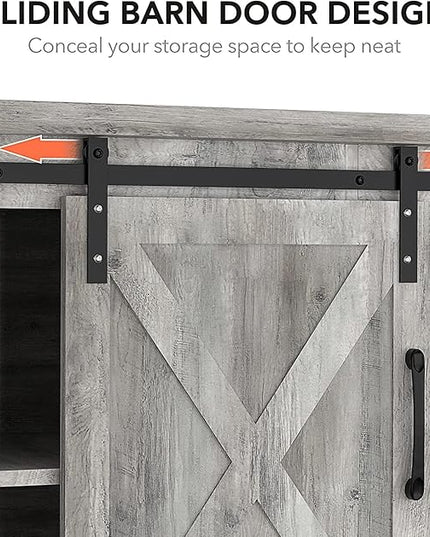 Farmhouse TV Stand for 65 Inch TV Entertainment Center TV Media Console Cabinet, Grey TV Stand with Storage, Barn Doors and Shelves, Tall Modern TV Console Table Furniture for Living Bedroom - LeafyLoom