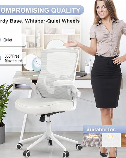 Office Chair, High Back Desk Chair Adjustable Height and Ergonomic Design Home Office Computer Chair Executive Lumbar Support Padded Flip-up Armrest Swivel Task Chair - LeafyLoom
