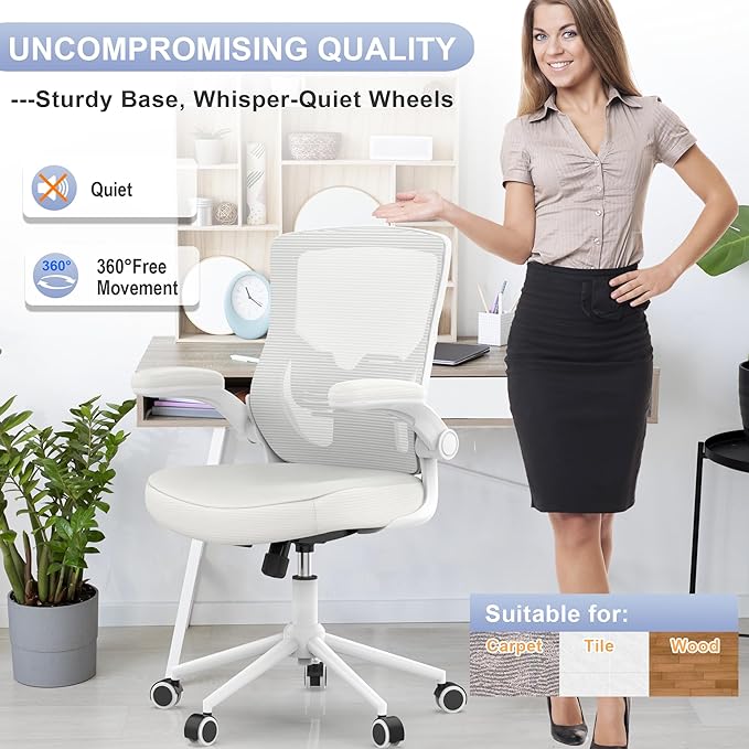 Office Chair, High Back Desk Chair Adjustable Height and Ergonomic Design Home Office Computer Chair Executive Lumbar Support Padded Flip-up Armrest Swivel Task Chair - LeafyLoom