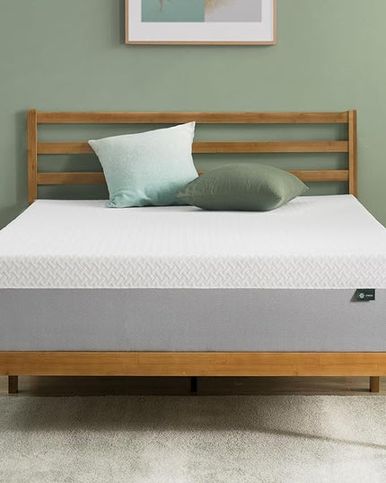 ZINUS 12 Inch Green Tea Essential Memory Foam Mattress [New Version], Queen, Fiberglass Free, Medium Feel, Breathable Airflow Memory Foam, Certified Safe Foams & Fabric, Mattress in A Box - LeafyLoom