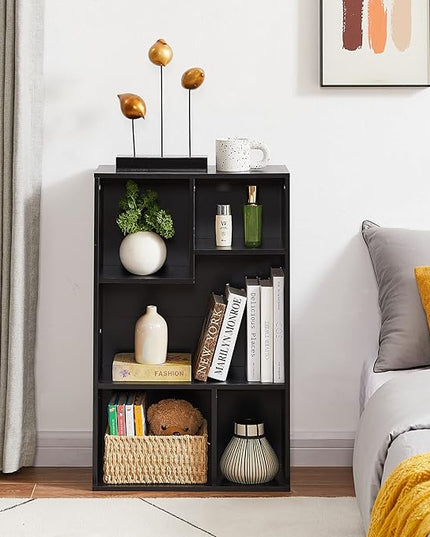 VECELO 5 Cube Modern Bookcases, Fits Tallest Hardcovers, Vertical or Horizontal Use Available, 31 Inch High Cubby Storage Organizer, Suit for Living Room, Bedroom, Children Room, Black - LeafyLoom