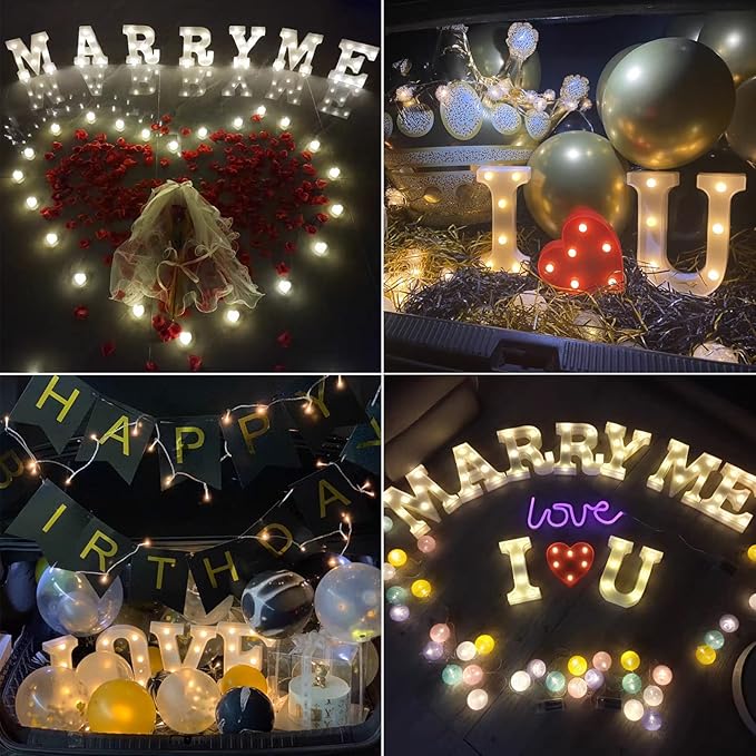 Colorful Letter LED Lights, 16 Colors Changing LED Marquee Letter Lights, Dimmable Night Lights for Wedding, Birthday, Holiday, Party, Bar, Christmas Decoration,Dorm Room Decor- Multicolor B - LeafyLoom