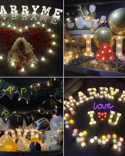 Colorful Letter LED Lights, Colors Changing LED Marquee Letter Lights, Dimmable Night Lights for Wedding, Birthday, Holiday, Party, Bar, Christmas Decoration,Dorm Room Decor-Multicolor P - LeafyLoom
