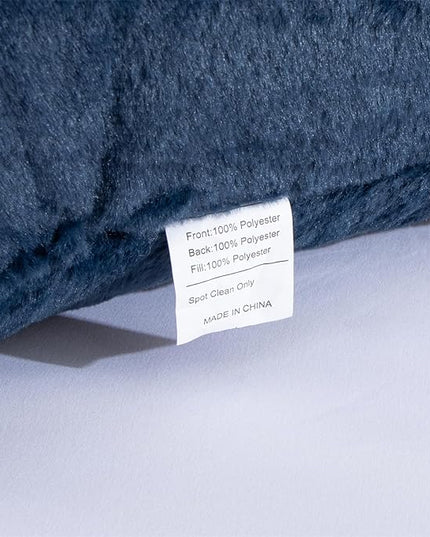 A Nice Night Faux Fur Reading Pillow Bed Wedge Large Adult Children Backrest with Arms Back Support for Sitting Up in Bed/Couch for Bedrest,Navy - LeafyLoom