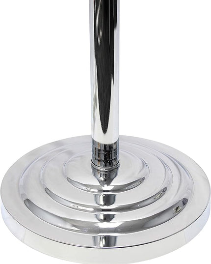 Elegant Designs LF1002-WHT Romantic Cascading Hanging Crystals Sheer Drum Shade Chrome Floor Lamp, White - LeafyLoom