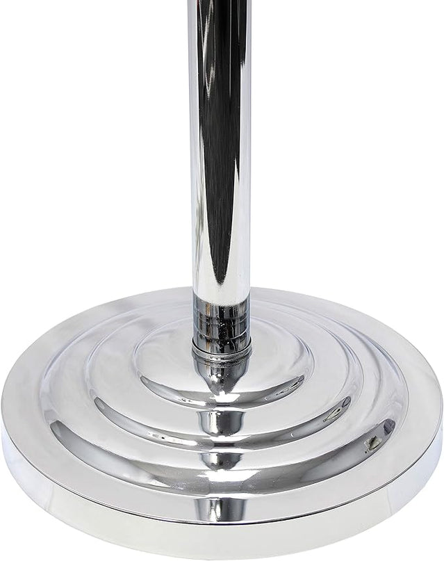 Elegant Designs LF1002-WHT Romantic Cascading Hanging Crystals Sheer Drum Shade Chrome Floor Lamp, White - LeafyLoom