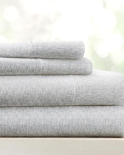 Linen Market 3 Piece Twin Bedding Sheet Set (Light Gray Chambray) - Sleep Better Than Ever with These Ultra-Soft & Cooling Bed Sheets for Your Twin Size Bed - Deep Pocket Fits 16" Mattress - LeafyLoom