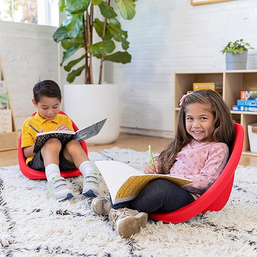 ECR4Kids Leaf Floor Seat, Rocker Chair, Red, 6-Piece - LeafyLoom