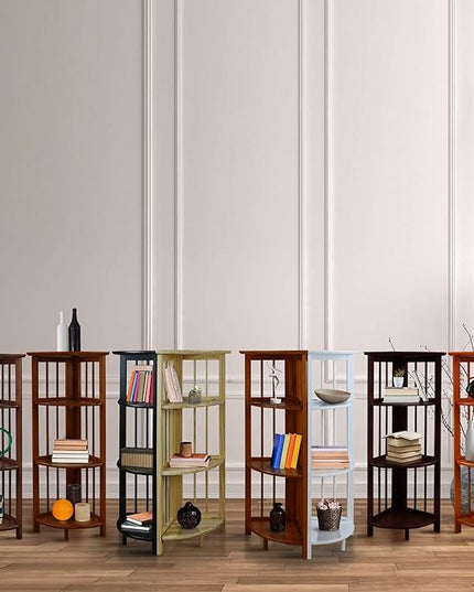 Casual Home 100% Solid Wood Bookcase Freestanding Corner Shelf Display Stand Storage for Home Office, Bedroom, Living Room, 38.75"H, Truffle Brown - LeafyLoom