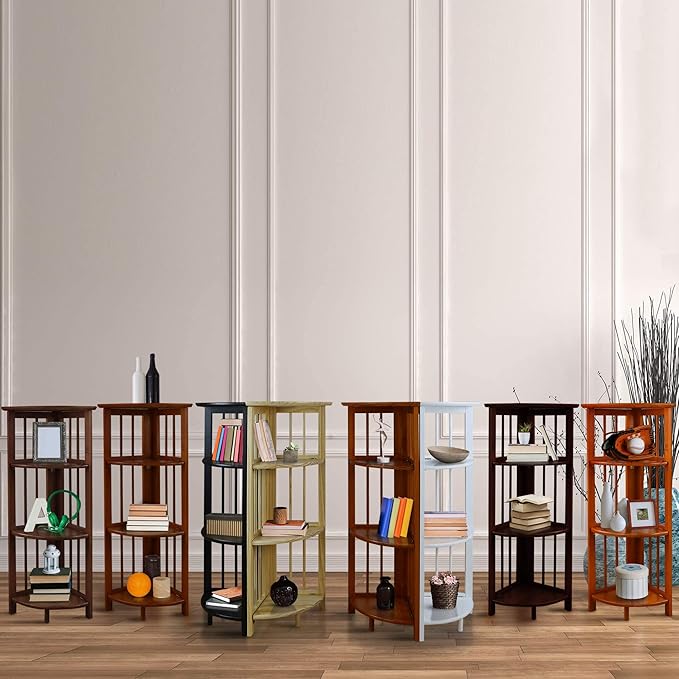 Casual Home 100% Solid Wood Bookcase Freestanding Corner Shelf Display Stand Storage for Home Office, Bedroom, Living Room, 38.75"H, Truffle Brown - LeafyLoom