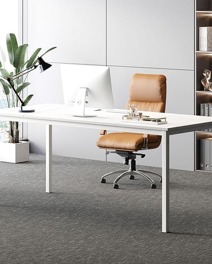 SogesGame Computer Desk, 71 inches Desk & Workstations for Home Office, Writing Study Corner Desk, Modern Simple Style Laptop Table, Easy to Assemble, White - LeafyLoom