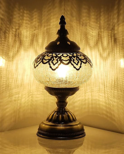 Turkish Mosaic Lamp Bohemian Tiffany Style Moroccan Bedside Lamps for Bedroom - LeafyLoom