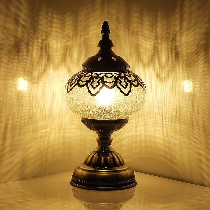Turkish Mosaic Lamp Bohemian Tiffany Style Moroccan Bedside Lamps for Bedroom - LeafyLoom