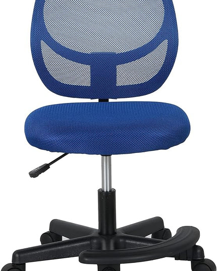 Amazon Basics Kids Adjustable Mesh Low-Back Swivel Study Desk Chair with Footrest, Blue - LeafyLoom