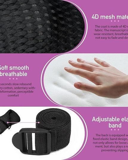 Lumbar Support Pillow - Memory Foam for Low Back Pain Relief, Ergonomic Streamline Car Seat, Office Chair, Recliner and Bed (Upgrade Black) - LeafyLoom