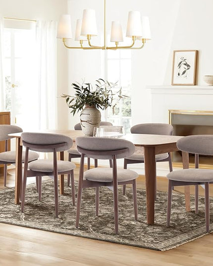 COLAMY Wooden Dining Chairs Set of 2, Modern Fabric Upholstered Kitchen Side Chairs, Farmhouse Dining Room Chair with Foot Pegs, Camel - LeafyLoom