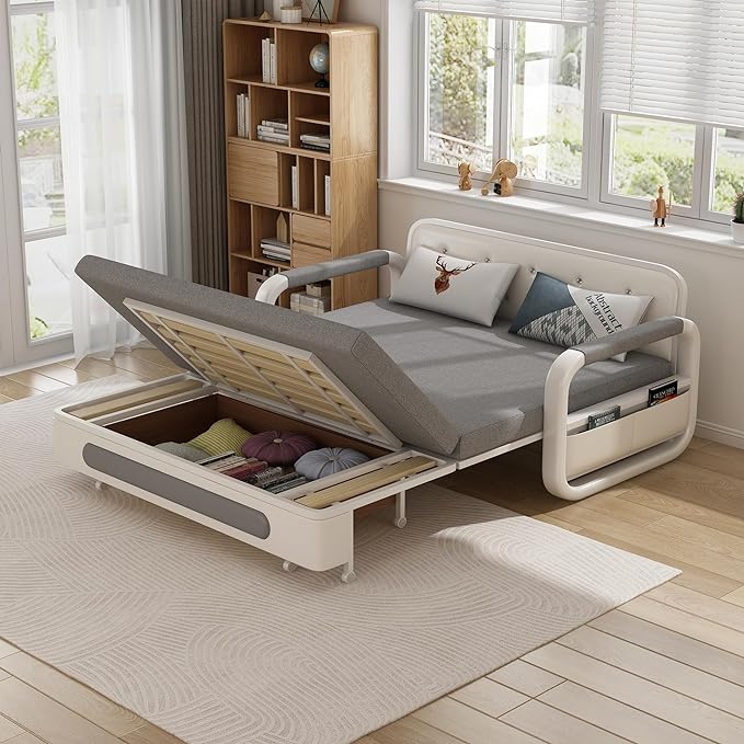 Convertible Sleeper Sofa Bed, Modern Pullout Couch Bed with Pull Out Bed, Adjustable Backrest, Loveseat Futon Sofa for Living Room Furniture (34.6" D x 50.3" W x 34.2" H)… - LeafyLoom