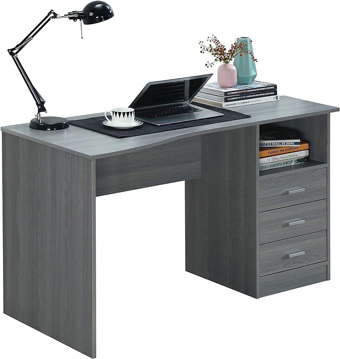 Techni Mobili RTA-8404-GRY Classic Computer Desk with Multiple Drawers, 51.2" W x 23.6" D x 29.5" H, Grey - LeafyLoom