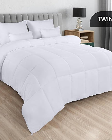Utopia Bedding Down Alternative Twin XL Comforter - All Season Comforter, Plush Siliconized Fiberfill Duvet Insert, Box Stitched (Twin XL, White) - LeafyLoom