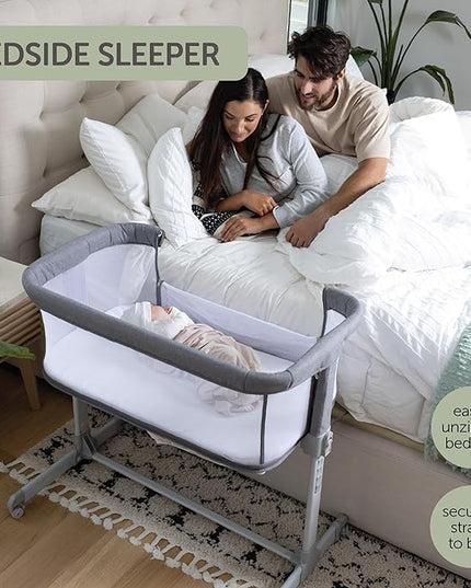 3 in 1 Baby Bassinet, Bedside Sleeper, & Playpen, Easy Folding Portable Crib (Grey)- KoolaBaby (Mesh Bassinet) - LeafyLoom