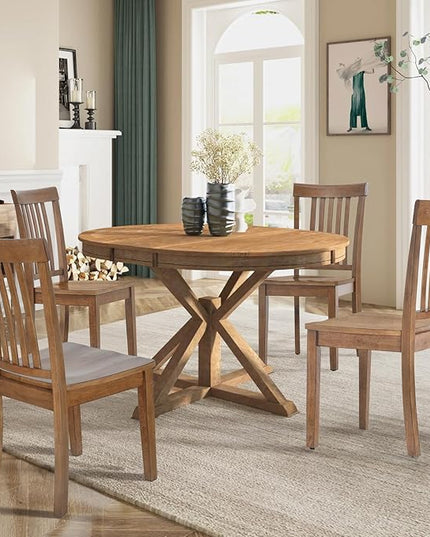 COLAMY Wooden Dining Chairs Set of 4, Spindle High Back Windsor Kitchen Side Chair, Farmhouse Dining Chairs for Kitchen and Dining Room, Light Brown - LeafyLoom
