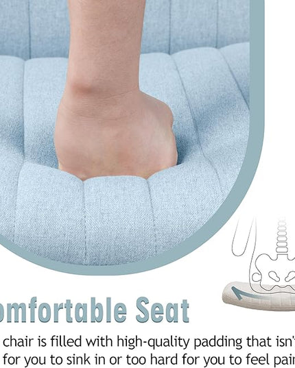 Armless Office Chair no Wheels, Ergonomic Wide Seat Swivel Desk Chair, Height Adjustable Cross Legged Comfortable Computer Chair for Living Room, Vanity Accent Chair LightBlue - LeafyLoom