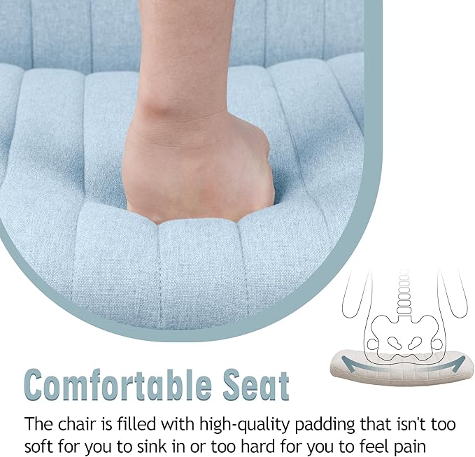 Armless Office Chair no Wheels, Ergonomic Wide Seat Swivel Desk Chair, Height Adjustable Cross Legged Comfortable Computer Chair for Living Room, Vanity Accent Chair LightBlue - LeafyLoom