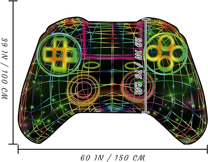 Gaming Rug Teen Boys Carpet Glow in The Blacklight Gamer Rug for Boys Room Playroom Non-Slip Area Rug Kids Boys Girls Game Room Casual Mat (60"x39") - LeafyLoom