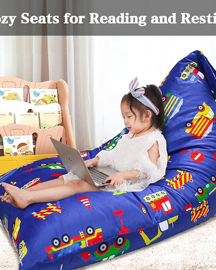 Jorbest Stuffed Animal Bean Bag Storage, Cute Excavator Stuffed Animal Storage Bean Bag Chair Cover for Kids and Adults, Luxury Velvet Bean Bag Covers Only without Filling, (200L/52 Gal) - LeafyLoom