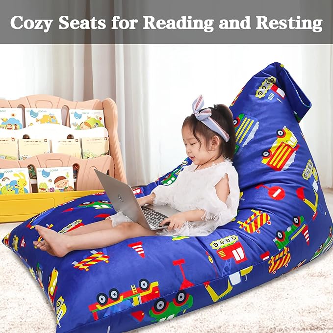 Jorbest Stuffed Animal Bean Bag Storage, Cute Excavator Stuffed Animal Storage Bean Bag Chair Cover for Kids and Adults, Luxury Velvet Bean Bag Covers Only without Filling, (200L/52 Gal) - LeafyLoom