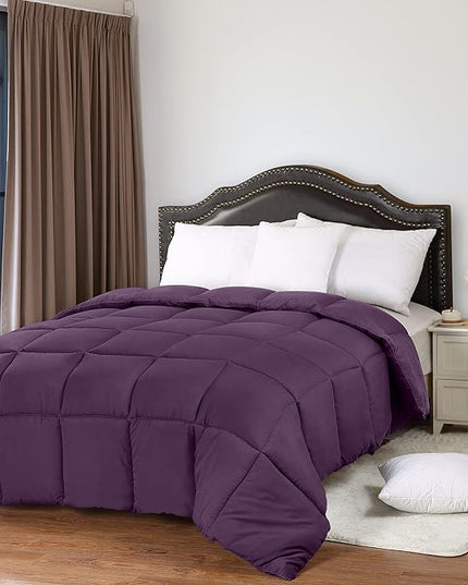 Utopia Bedding All Season 250 GSM Comforter - Plush Siliconized Fiberfill, King Size - Box Stitched (King/Cal King, Plum) - LeafyLoom