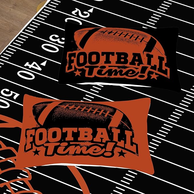 Tailor Shop Sports Football Bedding Set for Boys Kids Teens ，Football Comforter Sets Twin Size Black Rugby Theme Bedding Set with 1 Comforter 1 Pillowcases… - LeafyLoom