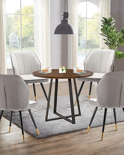 Dining Chairs Set of 2, Modern Armless Upholstered Dining Chairs for Kitchen Dining Room Desk Chair Accent Side Chairs with Metal Legs Gray Fabric - LeafyLoom