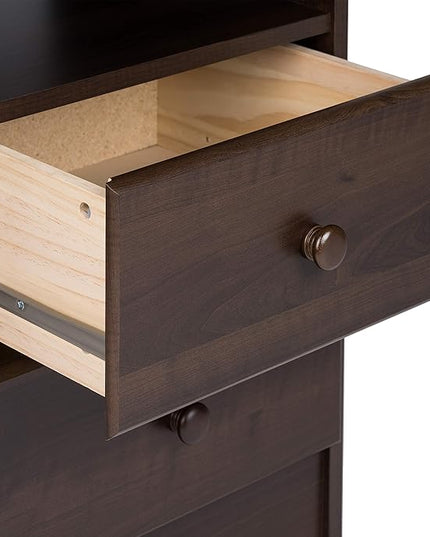 Prepac Astrid Simplistic Nightstand Side Table with 2 Drawers and Open Shelf, Functional Bedside Table 15.5" D x 16" W x 24.5" H, Espresso, EDNH-0402-1 - LeafyLoom