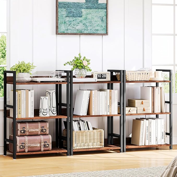 Small Bookshelf for Small Spaces, 3 Tier Small Book Shelf Organizer, Narrow Bookcase for Small Spaces, Small Bookcase for Bedroom, Living Room, Home, Office, 120 lbs Weight Capacity (Brown) - LeafyLoom