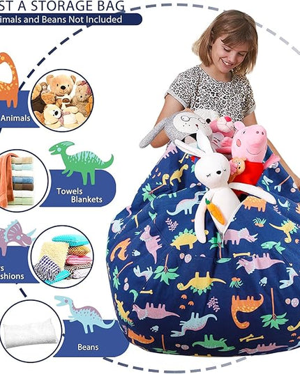 Aubliss Stuffed Animal Bean Bag Storage Chair (Dinosaur, Medium (32'')) - LeafyLoom