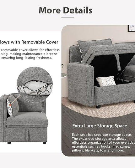 123" Modular Sectional Sofa, Convertible Minimalist 4-seat Couch with 5 Pillows for Living Room,Apartment, Free Combination, 122.8inch, Gray - LeafyLoom
