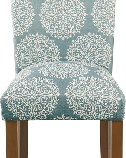 HomePop Parsons Classic Upholstered Accent Dining Chair,Set of 2, Blue and Cream Medallion - LeafyLoom